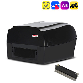 Термотрансферный принтер этикеток MERTECH TLP300 TERRA NOVA (300 DPI) USB, RS232, Ethernet Black с отделителем картинка от магазина Кассоптторг