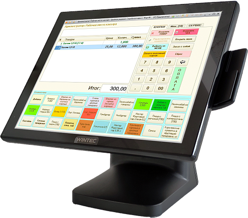 Wintec Anypos80 15" 8055A, Intel Celeron J1900, DDR3 4 Гб, SSD mSATA 64 Гб, черный, ридер, Без ОС                                        